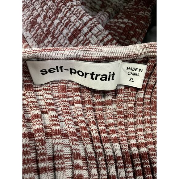 Self-Portrait 'Crossover' Red Rib Knit Midi Dress Size XL - Picture 4 of 4